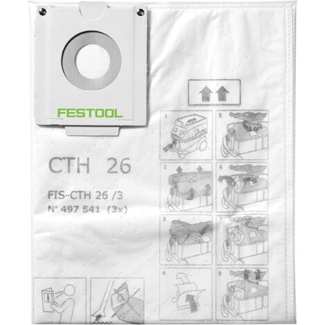 Festool – Sac filtre de sécurité FIS-CTH 48 – Lot de 3 pièces – Compatible aspirateur CTH 48 et CTH 26 – Protection poussières cancérigènes (1/3)