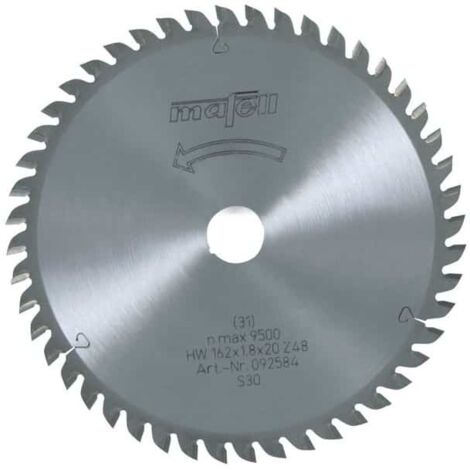 Mafell – Lame de scie circulaire 162mm 48 dents denture alternée – Pour coupes précises dans le bois – Alésage 20mm – 92584 (1/3)