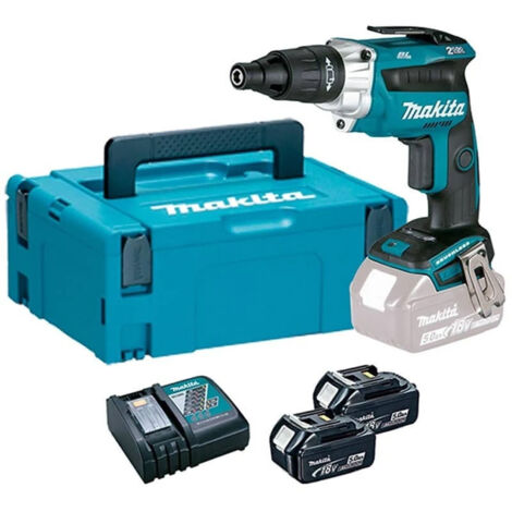 Makita – Visseuse à plaque de plâtre sans fil 18V avec 2 batteries 5Ah – Moteur sans charbon – Vissage rapide pour bardages métalliques – Coffret MAKPAC - DFS251RTJ