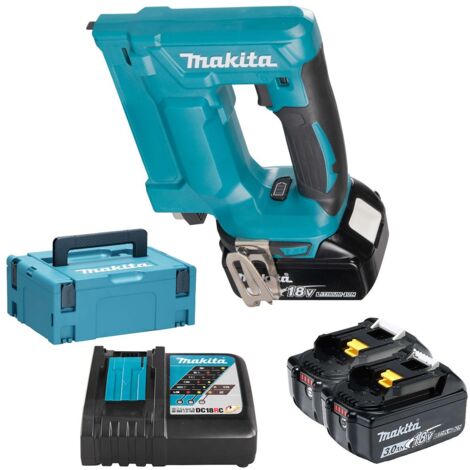 Makita – Agrafeuse électroportative 18V avec 2 batteries 3.0Ah – Longueur agrafes 7/10 mm – Moteur XPT – DST112RFJ