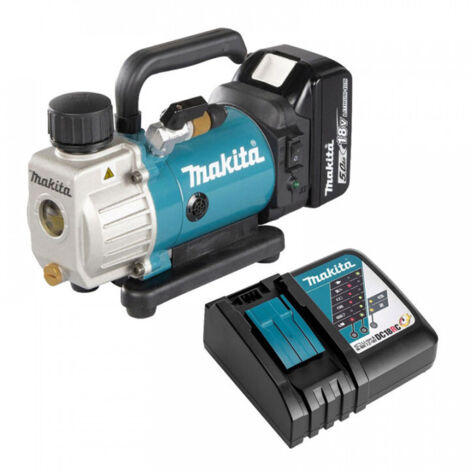 Makita – Pompe à vide sur batterie 18V 50 l/min – Vide final 20 Pa – Avec batterie 5Ah et chargeur – DVP180RT