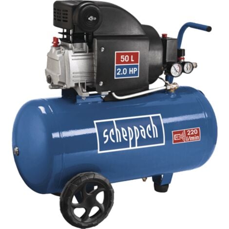 Scheppach - Compresseur à air HC54 - 1500W - Cuve 50L - Pression 8bar -  Débit d'aspiration 220L/min - Réducteur