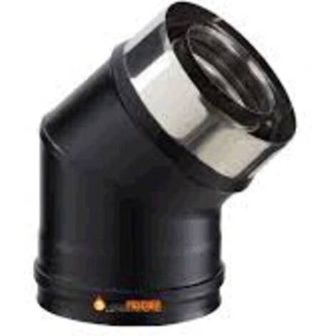Poujoulat – Coude inox 45° pour poêle à granulés – Raccord fumisterie noir mat – Étanchéité mécanique cône sur cône – Pour dévoiement conduit fumée (1/4)