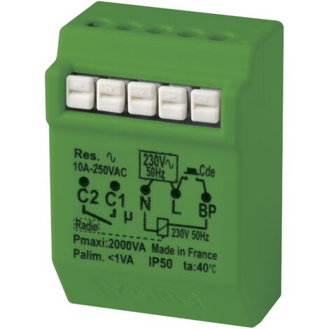 Micromodule télérupteur 10A radio Power – Sortie contact sec libre de potentiel – Compatible tous émetteurs YOKIS – MTR2000ERP