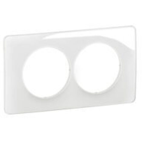 Legrand – Plaque de finition 2 postes CP0006 – Blanc émaillé – Finition brillante – Montage à clipser – Compatible mécanismes Céliane (1/3)