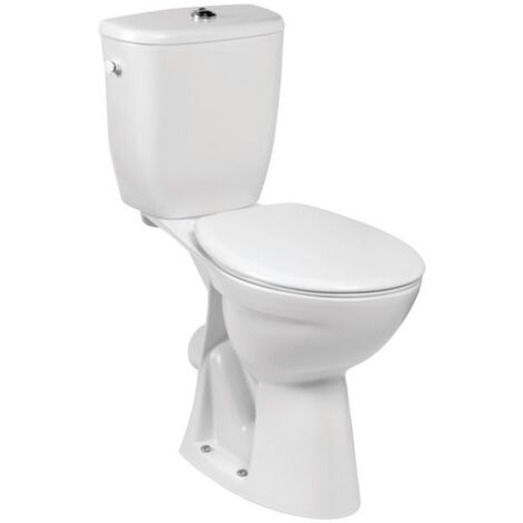 Jacob Delafon – Pack WC au sol Brive surélevé PMR – Sortie horizontale – Blanc brillant – Abattant thermodur standard – Réservoir 3/6L – E2275100 (1/2)