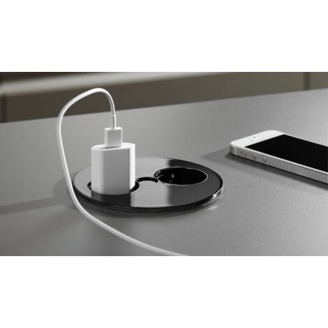 BLOC TWISTmultiprise encastré rond double prise couleur NOIR- BACHMANN - 931.152