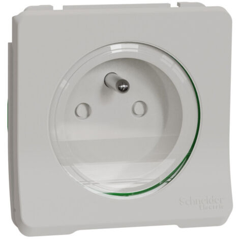Schneider Electric – Prise étanche composable 2P+T – IP55 IK08 – Mécanisme auto-extinguible – Installation rapide sans vis – Blanc RAL 9003