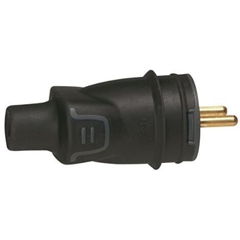 Legrand – Fiche borne à vis 2P+T 16A à sortie droite – Câble H 07 RNF 3G 2,5 mm² – IP44 – IK08 – Pour usage intensif extérieur – Noir