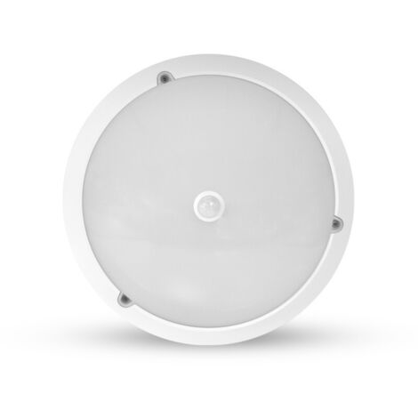 Hublot LED rond E27 Ø300 mm – Détecteur IR réglable et dimmable – IP65 étanche – Aluminium et polycarbonate – Lumière personnalisable – Miidex Lighting