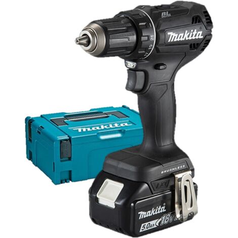 Perceuse visseuse Noire Brushless 50Nm 18V + 2 batteries 5 Ah + 1 chargeur + 1 MakPac - Makita