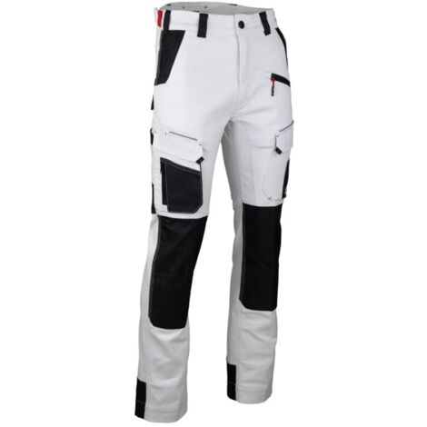 Pantalon Cellule stretch bicolore avec poches genouillères - Blanc/Gris nuit - T.50 - LMA - 1870-50