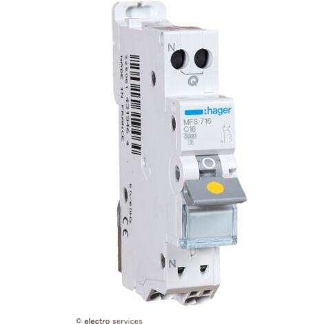 Hager – Disjoncteur unipolaire 16A – Courbe C – 3kA – Tension 230/400V – Température -25 à 60°C