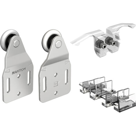 Mantion – Rail de porte coulissante pour 2 panneaux – Fixation sur plat – Charge maximale 40 kg – Épaisseur panneaux 16-40 mm – TUB402 (1/2)