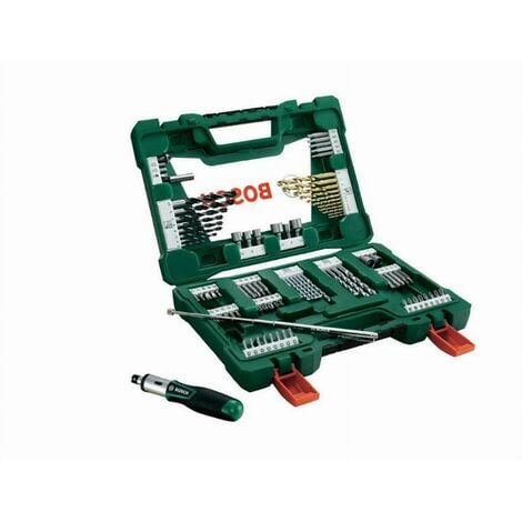Coffret V-Line 91 pièces de forets et d'embouts TiN BOSCH avec tournevis à cliquet et tige magnétique - 2607017195