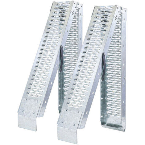 Rampes de chargement pliables - Acier renforcé - Lot de 2 - Galavanisées - Poids max 440 Kg - Largeur : 22cm - Long : 190cm