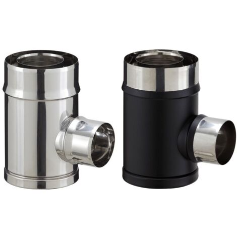 Poujoulat – Té 80/130 PGI raccord fumisterie inox pour poêle à granulés – Conduit de fumée performant – Économie d'énergie et valorisation thermique (1/3)