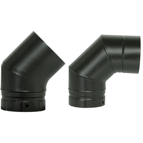 Poujoulat – Coude à segments émaillé pour poêle à bois – Coude à 90° – Diamètre 150 mm – Acier émaillé noir mat – Raccord fumisterie cylindrique
