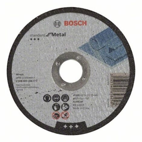 Bosch – Disque à tronçonner pour meuleuse 125 mm – Épaisseur 2,5 mm – Oxyde d'aluminium pour métal – 2608603166