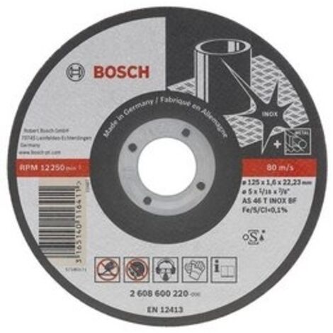 Bosch – Disque à lamelles pour meuleuse 125mm – Spécial inox – Épaisseur 1mm – Alésage 22-23mm – Coupes nettes sans bavures – 2608600549