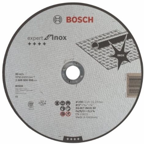 Bosch – Disque à lamelles 230 mm – Épaisseur 2 mm – Alésage 22,23 mm – Pour découpe acier inoxydable – Couper sans bavures