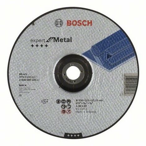 Bosch – Disque à tronçonner déporté 230 mm – Pour métal – Épaisseur 2,5 mm – Ø alésage 22,23 mm – Compatible meuleuses angulaires