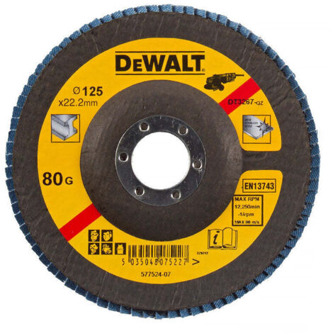 Dewalt – Disque à lamelles type 29 grain 80 – Diamètre 125 mm – Pour meuleuse – Coupe précise sur bois dur et béton armé (1/5)