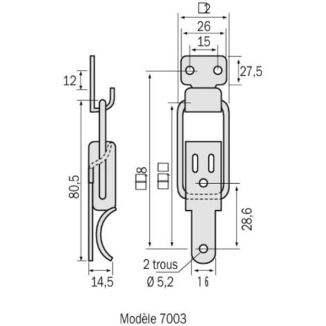 Monin – Fermeture à levier 7005 – Verrouillage à bille – Pour bois dur – Crochet inclus