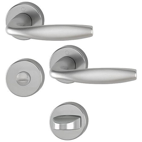 Paire de béquilles sur rosace New-York HOPPE 1810/42K/42KS Aspect Inox - Bec de cane condamnation - 3736208