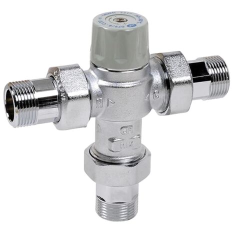 Thermador – Mitigeur de lavabo thermostatique anti-brûlure – Raccord union – Adapté pour installations domestiques et collectives – Finition chromée (1/5)