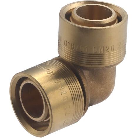 Noyon & Thiebault – Coude égal à glissement pour tube PER – Ø 20 mm – Laiton brut – Alimentation eau chaude/froide – Angle 90° – Compatible avec tubes PER - 3188-20L1