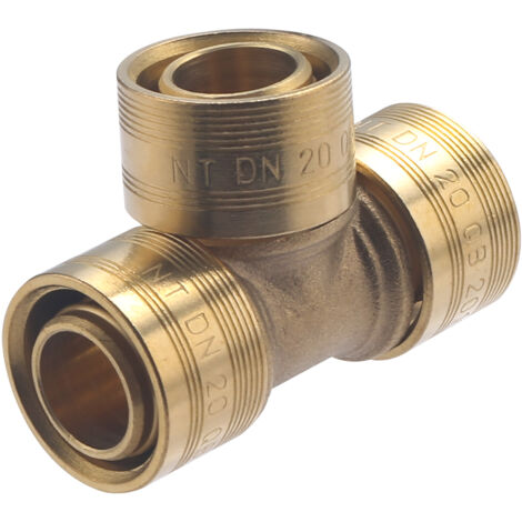 Noyon & Thiebault – Té égal à glissement pour tube PER – Ø 20 mm – Raccord en laiton brut – Pression max 6 bar – Conforme norme NF eau potable - 3190-20L1 (1/5)