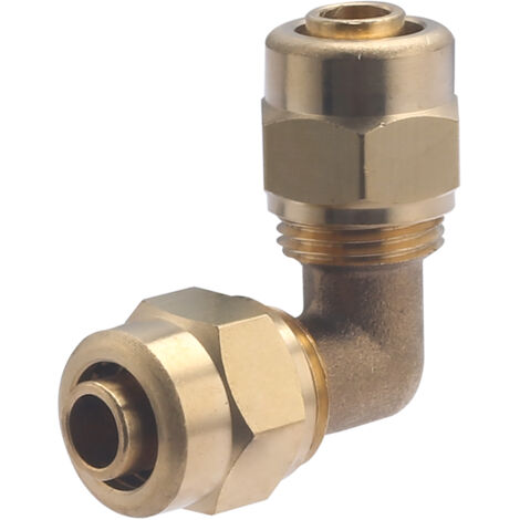 Noyon & Thiebault – Coude égal à compression pour tube PER – Ø 12 mm – Laiton brut – Installation sans outil spécifique – Raccord à visser par compression - P12-52312L1 (1/5)