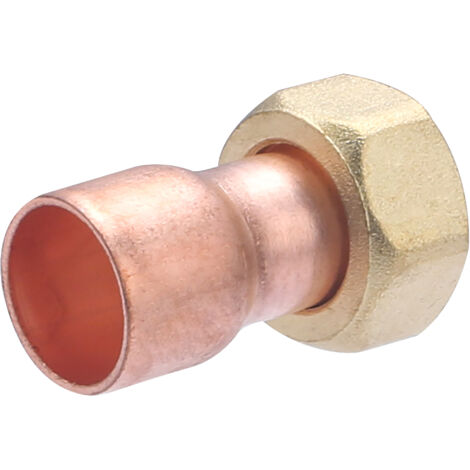 Raccord 2 pièces droit laiton à visser femelle écrou prisonnier F3/8 (12x17) / cuivre à souder NOYON & THIEBAULT - Ø 14 mm - 777-1214L1