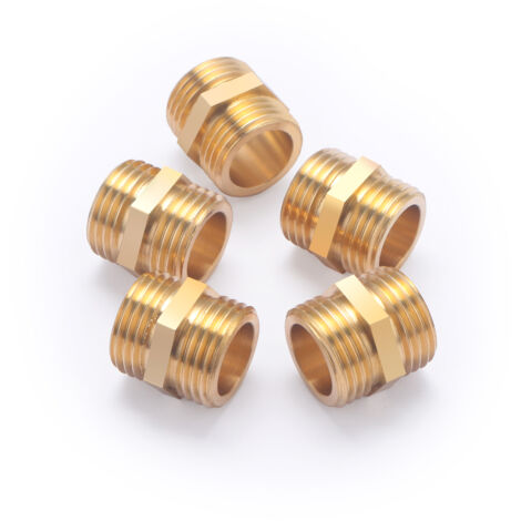 Noyon & Thiebault – Mamelon laiton double mâle 1/2' (15x21) – Raccord pour installations d'eau potable et chauffage – Pression 10 bar – Température 5°C à 90°C - 189-15S5
