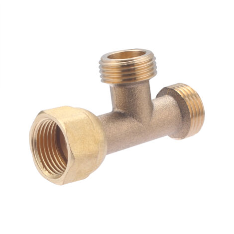 Noyon & Thiebault – Té en laiton à visser 3/8 – Raccord mâle-femelle – Résistance 10 bar – Étanchéité par joint fibre – Pour circuits d'eau potable et chauffage