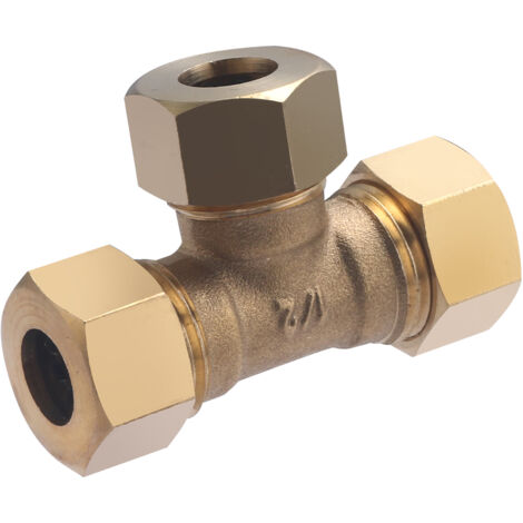 Noyon & Thiebault – Té laiton à joint mixte égal pour tube cuivre – Diamètre 12 mm – Pression 10 bar – Étanchéité par joint caoutchouc - 512G-12L1