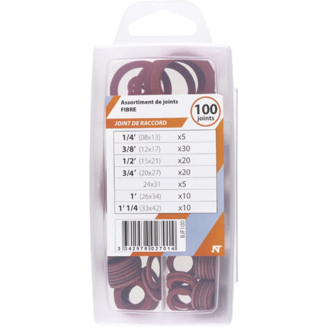 Noyon & Thiebault – Assortiment de joints fibre pour raccords – 100 joints – Diamètre extérieur 40mm – Pression max 40 bar – Application eau froide et chaude