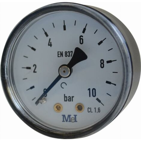Noyon & Thiebault – Manomètre mâle M1/4 avec prise arrière – Pression max 4 bars – Filetage M1/4 (08x13) – Outil pour réglage pression chauffage central - 7569-08S1