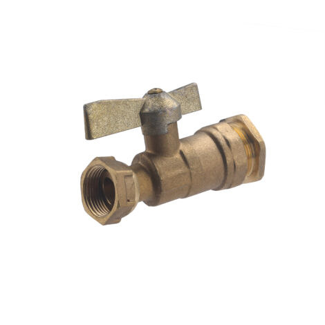 Noyon & Thiebault – Vanne d'arrêt compteur femelle laiton pour tuyau polyéthylène Ø25 – Écrou mobile – Raccordement par serrage extérieur – Pression 16 bars - F20x27