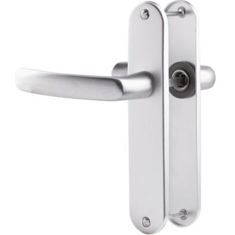 Vachette – Poignée de porte en laiton 165 mm – Bec de cane – Pour salle de bain et WC – Finition argentée