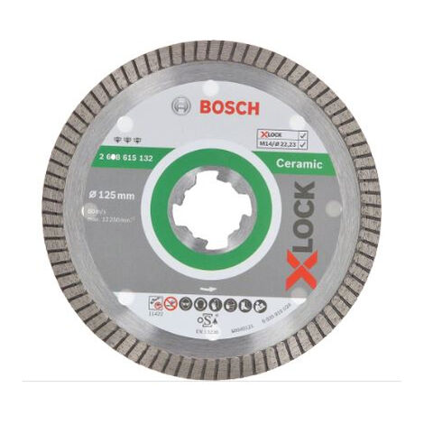 Bosch – Disque diamant pour meuleuse 125 mm – Alésage 22,23 mm – Coupe nette pour porcelaine et céramique – Système X-LOCK - 2608615132