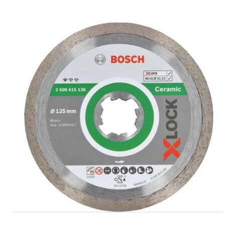 Bosch – Disque diamant pour meuleuse 125 mm – Coupe précise pour carrelage céramique – Alésage 22,23 mm – 2608615138