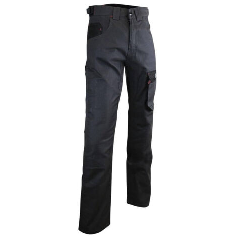 LMA – Pantalon de jardinage bicolore 300g – Oxford 900D résistant – Renfort entrejambe et triples piqûres – T.44 gris nuit/noir (1/5)