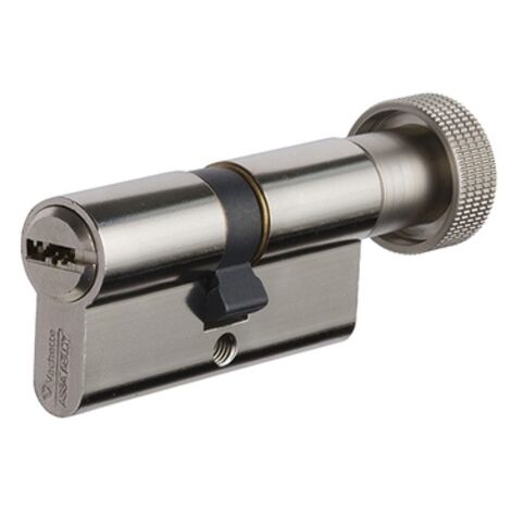 Vachette – Cylindre de serrure double à bouton 30x30mm – 5 clés réversibles nickelées – Protection antibumping et antiperçage – 28035000