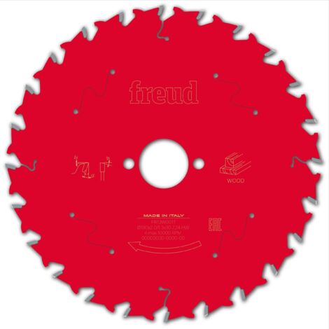 Lame pour scie circulaire portative FREUD - Ø190 2/1,3 AL30 Z24 BA 15° - F03FS09767 -FR13W001T (1/3)