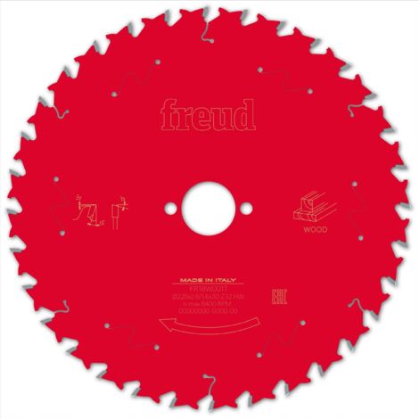 Lame pour scie circulaire portative FREUD - Ø225 2,6/1,6 AL30 Z32 BA 15° - F03FS09772 -FR18W001T (1/3)