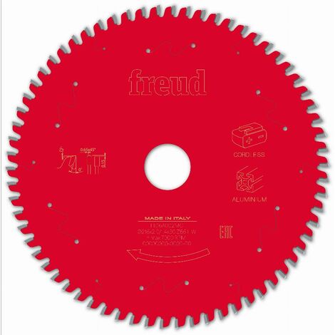Lame pour scie circulaire portative sans fil FREUD - Ø216 2/1,4 AL30 Z66 TP 0° - F03FS10089 -FR16A002MC