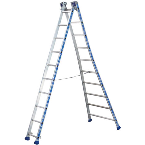 Tubesca Comabi – Échelle double transformable en aluminium 2 plans – Hauteur d'accès 5,50 m – Charge maxi 150 kg/m² – 2442609