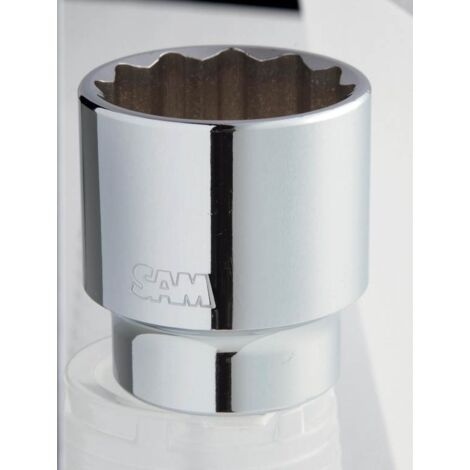 Sam Outillage – Douille 12 pans 3/4 de 40 mm – Verrouillage de sécurité avec ergot à ressort – Finition chromée – C40 (1/4)